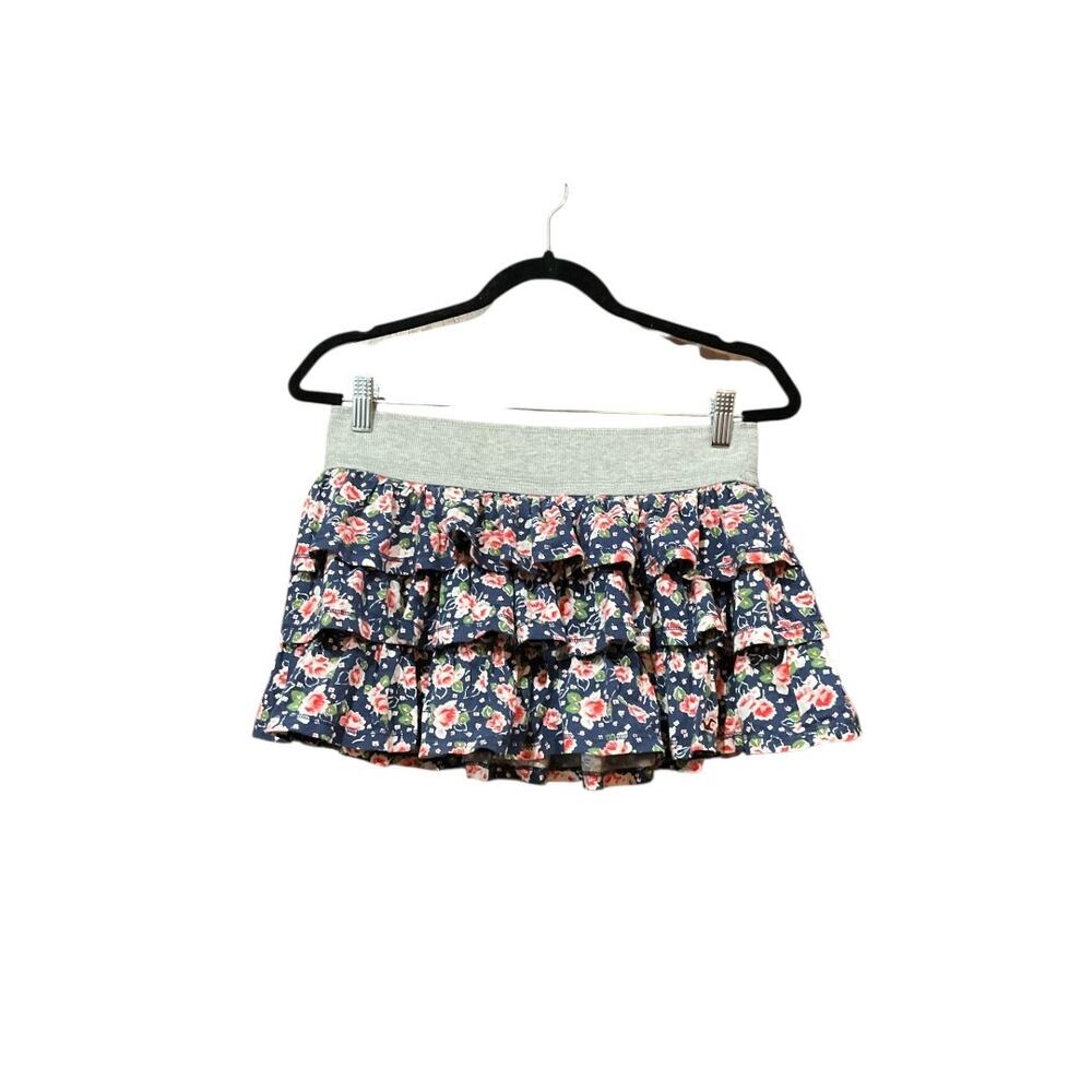 Y2K Hollister Skirt Women Medium Blue Floral 100% Cotton